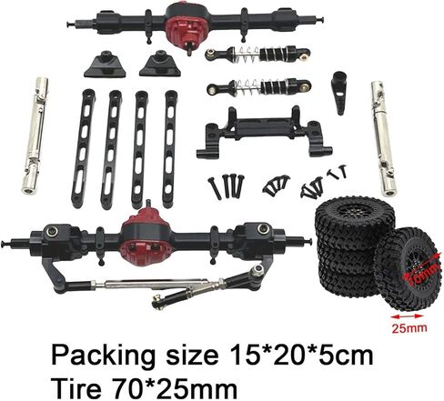 Metal Front and Rear Assembly Kits, RC Car Upgrade Tires, Tie Rods Spare Parts for MN82 LC79 1/12 RC Car Crawler Model, Black in Kuwait