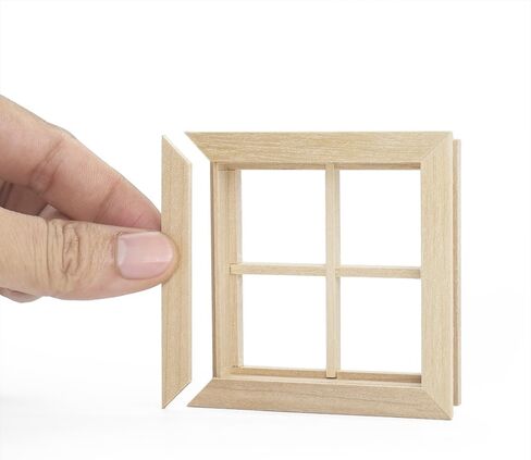 Odoria Dollhouse Window Miniature Mini Vintage Furniture Wood Model Tiny Building Components 1/12 Scale Frame Windows for Store Diorama Craft DIY Unpainted (4''Wx5.2''Hx0.3''D) in Saudi Arabia