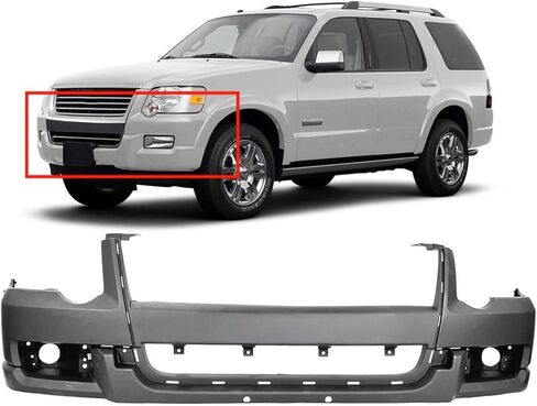 FitParts Compatible with Ford Explorer 2006-2010 Front Bumper Cover. New, Primed. Without Park Assist Sensor Cut-out, Without tow hook hole, XLT FO1000600 7L2Z17D957RBPTM in Saudi Arabia