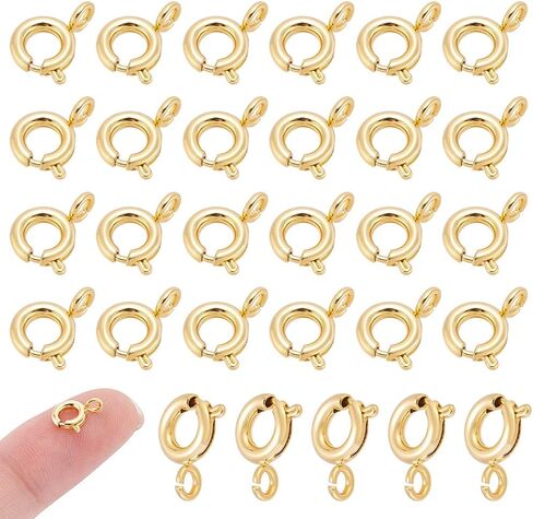 UNICRAFTALE 40pcs Real 18K Gold Plated Spring Ring Clasps 6mm Necklace Bracelet Connector Clasps Mini Metal Spring Ring Clasps Metal Jewelry Clasps for DIY Jewelry Making in Saudi Arabia