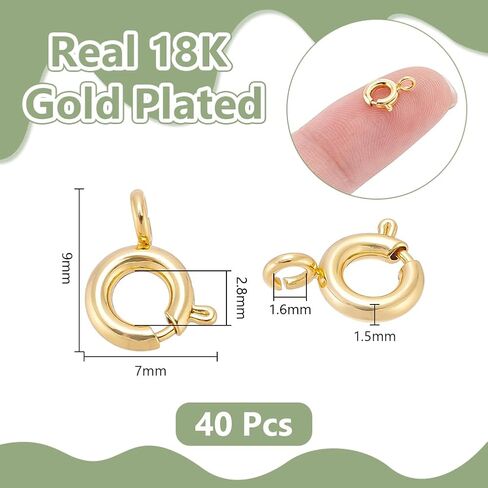 UNICRAFTALE 40pcs Real 18K Gold Plated Spring Ring Clasps 6mm Necklace Bracelet Connector Clasps Mini Metal Spring Ring Clasps Metal Jewelry Clasps for DIY Jewelry Making in Saudi Arabia