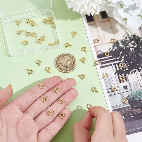 UNICRAFTALE 40pcs Real 18K Gold Plated Spring Ring Clasps 6mm Necklace Bracelet Connector Clasps Mini Metal Spring Ring Clasps Metal Jewelry Clasps for DIY Jewelry Making in Saudi Arabia