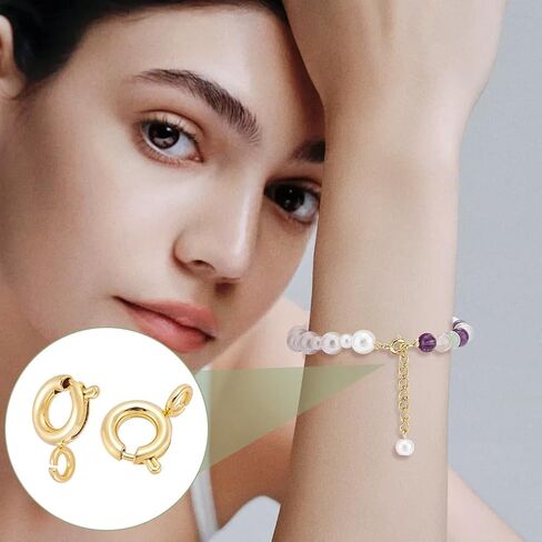 UNICRAFTALE 40pcs Real 18K Gold Plated Spring Ring Clasps 6mm Necklace Bracelet Connector Clasps Mini Metal Spring Ring Clasps Metal Jewelry Clasps for DIY Jewelry Making in Saudi Arabia