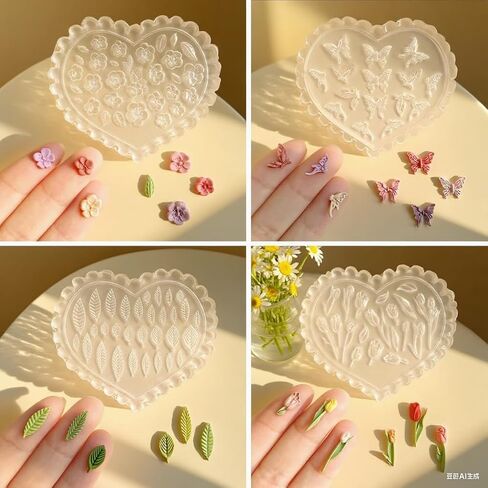 Set of 4 Silicone Clay Mold, Polymer Clay Silicone Molds, Flower Polymer Clay Mini Molds, 4pcs Earring Molds for Polymer Clay, Polymer Clay Molds for Jewelry, Perfect for Kids & Adults DIY Projects in Saudi Arabia