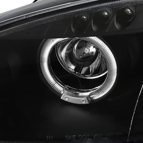 SPEC-D ضبط المصابيح الأمامية لجهاز العرض الهالة السوداء المتوافقة مع 2001-2005 Mazda Miata MX-5، مجموعة المصابيح الأمامية اليسرى + اليمنى in Saudi Arabia