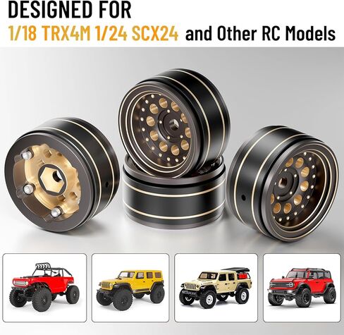 إطارات عجلة OGRC 1.0 نحاسية ذات عجلات زاحفة RC لسيارة TRX4M SCX24 FCX24 1/24 1/18 RC - 39 جرام/قطعة (أسود) in Saudi Arabia