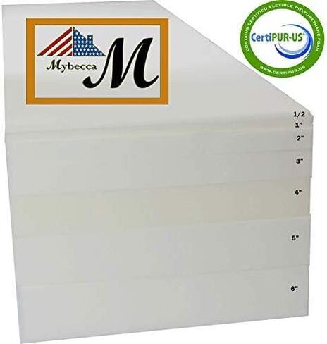 وسادة إسفنجية تنجيد عالية الكثافة من ميبيكا، مقاس 5.08 سم × 60.96 سم × 182.88 سم (استبدال المقعد، ملاءة تنجيد، حشوة إسفنجية) in Kuwait