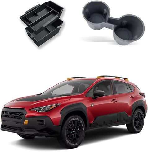 منظم وحدة التحكم المركزية بطبقات مزدوجة وحامل أكواب TPE لعام 2024 2025+ Crosstrek&2024 2025 ملحقات Impreza، صواني وحدة التحكم 2024 Crosstrek منظم منصة نقالة للقفازات (3 عبوات) in Kuwait