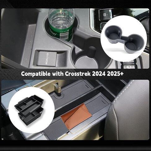 منظم وحدة التحكم المركزية بطبقات مزدوجة وحامل أكواب TPE لعام 2024 2025+ Crosstrek&2024 2025 ملحقات Impreza، صواني وحدة التحكم 2024 Crosstrek منظم منصة نقالة للقفازات (3 عبوات) in Kuwait