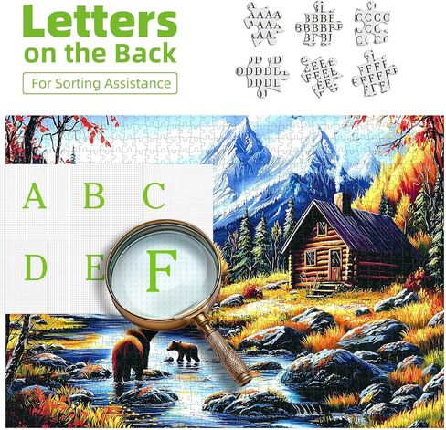 ألغاز للبالغين 1000 قطعة، الهروب من الجبال - مناظر طبيعية للخريف مع مقصورة الدببة وقمم الثلوج، أحجية الصور المقطوعة للبالغين والمراهقين الذين يتحدون العائلة ليالي اللعب (27.5 × 19.7 بوصة) in Kuwait