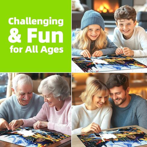 ألغاز للبالغين 1000 قطعة، الهروب من الجبال - مناظر طبيعية للخريف مع مقصورة الدببة وقمم الثلوج، أحجية الصور المقطوعة للبالغين والمراهقين الذين يتحدون العائلة ليالي اللعب (27.5 × 19.7 بوصة) in Kuwait