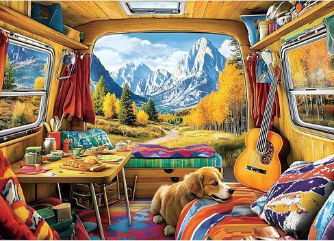 ألغاز للبالغين 1000 قطعة، الهروب من الجبال - مناظر طبيعية للخريف مع مقصورة الدببة وقمم الثلوج، أحجية الصور المقطوعة للبالغين والمراهقين الذين يتحدون العائلة ليالي اللعب (27.5 × 19.7 بوصة) in Kuwait