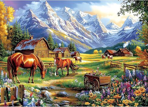 ألغاز للبالغين 1000 قطعة، الهروب من الجبال - مناظر طبيعية للخريف مع مقصورة الدببة وقمم الثلوج، أحجية الصور المقطوعة للبالغين والمراهقين الذين يتحدون العائلة ليالي اللعب (27.5 × 19.7 بوصة) in Kuwait