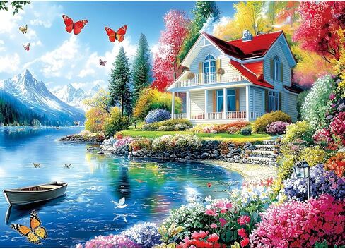 ألغاز للبالغين 1000 قطعة، الهروب من الجبال - مناظر طبيعية للخريف مع مقصورة الدببة وقمم الثلوج، أحجية الصور المقطوعة للبالغين والمراهقين الذين يتحدون العائلة ليالي اللعب (27.5 × 19.7 بوصة) in Kuwait