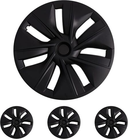 غطاء العجلة KAVANIC لطراز Tesla Y 19 بوصة ABS مادة سوداء Hubcaps 4 قطع غطاء عجلة الجوزاء يناسب الطراز Y 2020-2024 غطاء العجلة استبدال واقي حافة النمط التعريفي in Kuwait