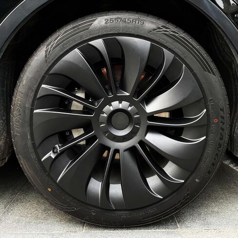 غطاء العجلة KAVANIC لطراز Tesla Y 19 بوصة ABS مادة سوداء Hubcaps 4 قطع غطاء عجلة الجوزاء يناسب الطراز Y 2020-2024 غطاء العجلة استبدال واقي حافة النمط التعريفي in Kuwait
