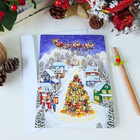 HEARTAGS- Pop Up Christmas Card, 3D Fireplace Christmas Card, 6" x 8" Christmas Pop Up Cards For Husband, Wife, Kids, Mom, Son, Daughter, Dad, Parents, Vintage Popup Christmas Cards With Envelopes in Kuwait