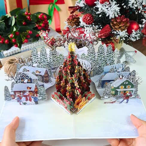 HEARTAGS- Pop Up Christmas Card, 3D Fireplace Christmas Card, 6" x 8" Christmas Pop Up Cards For Husband, Wife, Kids, Mom, Son, Daughter, Dad, Parents, Vintage Popup Christmas Cards With Envelopes in Kuwait