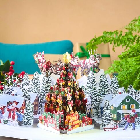 HEARTAGS- Pop Up Christmas Card, 3D Fireplace Christmas Card, 6" x 8" Christmas Pop Up Cards For Husband, Wife, Kids, Mom, Son, Daughter, Dad, Parents, Vintage Popup Christmas Cards With Envelopes in Kuwait