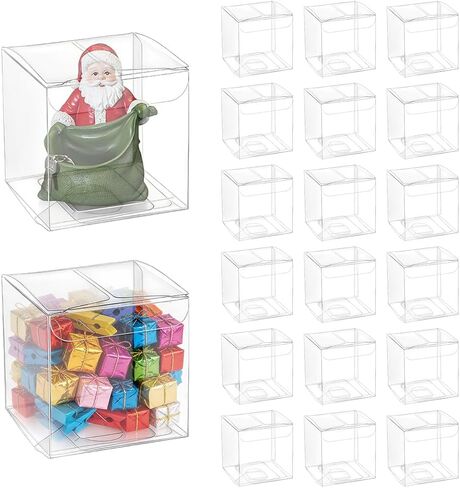 BENECREAT 120pcs Clear Plastic Favor Box 2.4x2.4x2.4 Inches Gift Packing Box for Candy Choclate and Dessert, Wedding Party Treats, Valentine's Day Festival Gift Packaging in Saudi Arabia