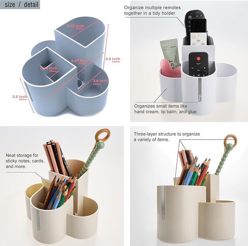 AonT Design Small Desk Organizer for Table, Aesthetic Pen Holder and Tray with Compartments, Remote Control Holder, Multi-Purpose Organizador for Accessories (Beige) Made in Korea Quality Design in Saudi Arabia