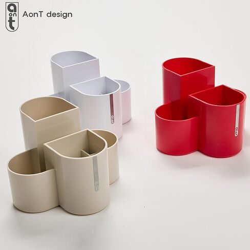 AonT Design Small Desk Organizer for Table, Aesthetic Pen Holder and Tray with Compartments, Remote Control Holder, Multi-Purpose Organizador for Accessories (Beige) Made in Korea Quality Design in Saudi Arabia