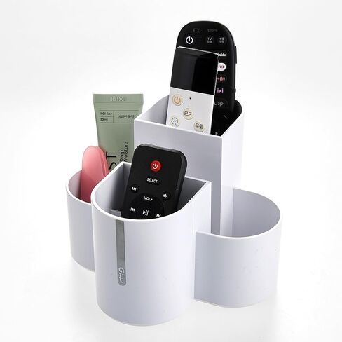 AonT Design Small Desk Organizer for Table, Aesthetic Pen Holder and Tray with Compartments, Remote Control Holder, Multi-Purpose Organizador for Accessories (Beige) Made in Korea Quality Design in Saudi Arabia