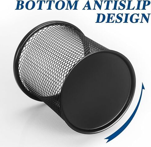 Mesh Pen Holder for Desk, Metal Wire Round Shape Pencil Cup Holder for Office Home School, Desktop Organizer and Accessories, Black in Saudi Arabia