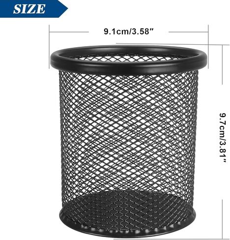 Mesh Pen Holder for Desk, Metal Wire Round Shape Pencil Cup Holder for Office Home School, Desktop Organizer and Accessories, Black in Saudi Arabia
