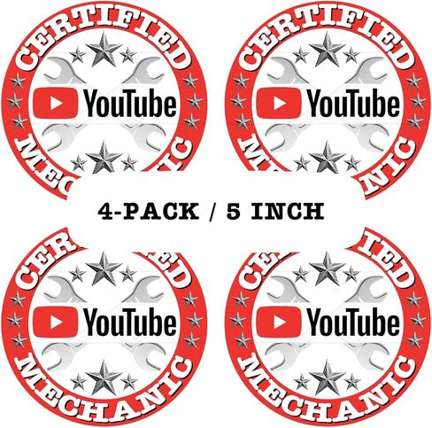ملصق شارات ميكانيكي معتمد من YouTube مقاس 5 بوصات / 4 عبوات in Kuwait