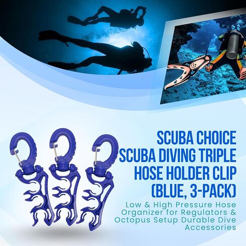 Scuba Choice Scuba Diving Dive Triple Hose Holder with Clip, Yellow in Kuwait