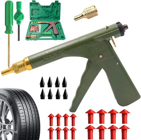 طقم إصلاح الإطارات مع المقابس - طقم سدادات إطارات الفطر ومجموعة تصحيح الإطارات، طقم إصلاح ثقب مسدس الإطارات بدون أنابيب لثقوب الإطارات في السيارات والدراجات النارية والشاحنات والجرارات، 16 سدادة فطر in Kuwait