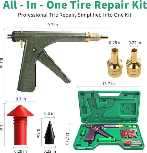 طقم إصلاح الإطارات مع المقابس - طقم سدادات إطارات الفطر ومجموعة تصحيح الإطارات، طقم إصلاح ثقب مسدس الإطارات بدون أنابيب لثقوب الإطارات في السيارات والدراجات النارية والشاحنات والجرارات، 16 سدادة فطر in Kuwait