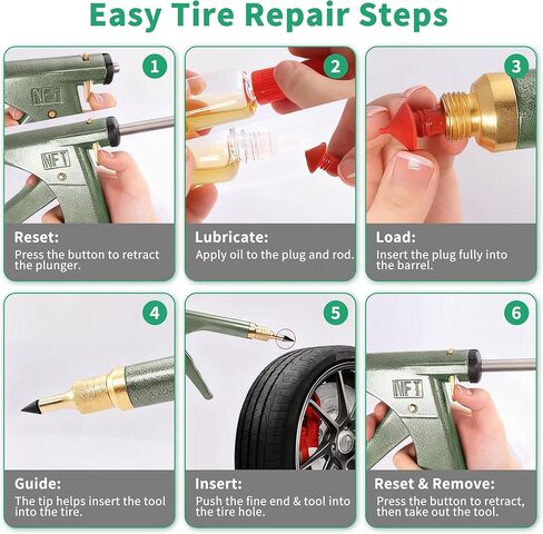 طقم إصلاح الإطارات مع المقابس - طقم سدادات إطارات الفطر ومجموعة تصحيح الإطارات، طقم إصلاح ثقب مسدس الإطارات بدون أنابيب لثقوب الإطارات في السيارات والدراجات النارية والشاحنات والجرارات، 16 سدادة فطر in Kuwait