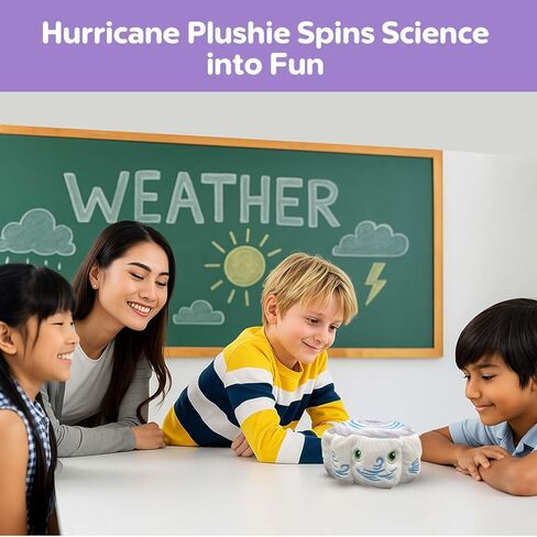 Thunderheads Hurricane Plush, Weather-Inspired Educational Soft Collectible with Fact Card, Earth-Based plushie, STEM Learning Tool for Curious Minds, Eco-Friendly Science Gift for Meteorology Fans in Saudi Arabia