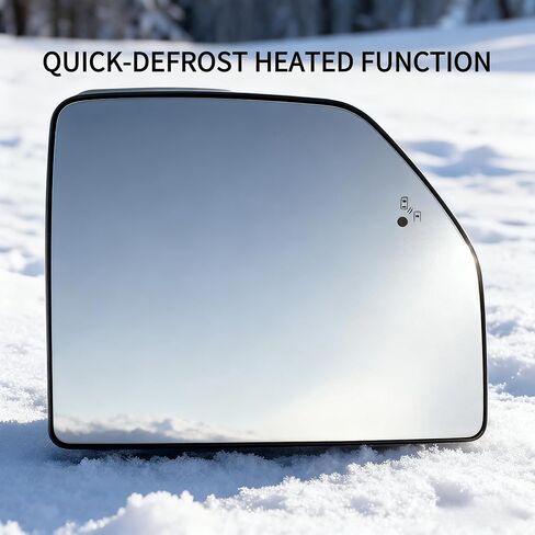 Compatible with Ford F350 2017-2019, F250 2017-2022, F150 2015-2020 Upper Passenger Side Mirror Glass - with BSD,Power Heated,OEM Fit Backing Plate in Saudi Arabia