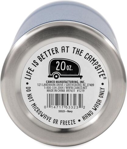 Camco Life is Better at The Campsite Stainless Steel 20 oz. Tumbler with Double Wall Insulation | Great For Hot and Cold Drinks | Navy (53323) in Kuwait