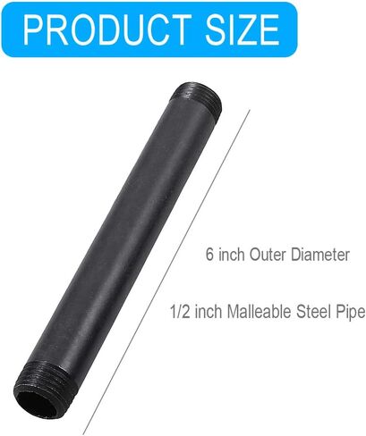 10 Pack 1/2 Inches x 16 Inches Black Malleable Steel Nipples Fitting, DIY Steampunk Industrial Vintage Style. in Saudi Arabia