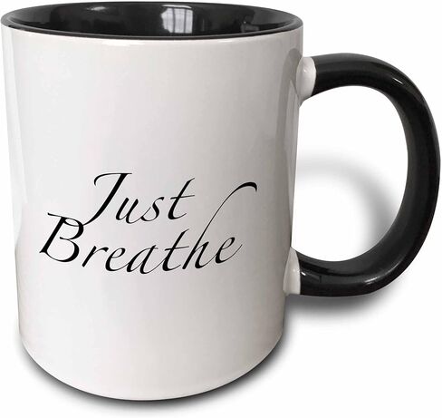 كوب 3dRose Just Breathe، 11 أونصة، أسود in Saudi Arabia