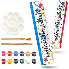 Acrylic Paint Set for Kids, 12 Colors Washable Paints With 5 Drawing Trays&10 Wooden Paintbrushes, Mini Watercolor Paint Kit for Adults, Valentine Easter Christmas Art Craft Kit Gifts, 10 Set in Kuwait
