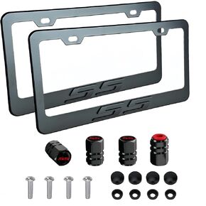 2Pack Matte Black Aluminum Alloy License Plate Covers Frames with 3D Embossed SS Compatible with Chevy Camaro SS Accessories(White-S) in Saudi Arabia