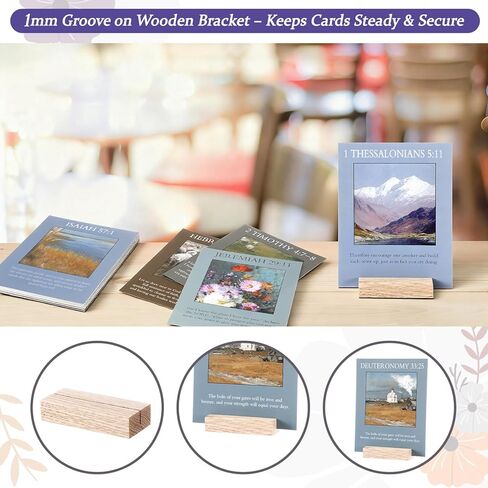 60 قطعة من بطاقات الكتاب المقدس الآية مع قطعة واحدة من الحامل الخشبي مقاس 5.51 × 4.33 بوصة، بطاقة ذاكرة الكتاب المقدس المسيحية، بطاقات عقلية مسيحية للمنزل والفصول الدراسية وأماكن العمل والهدايا (نمط عتيق) in Kuwait
