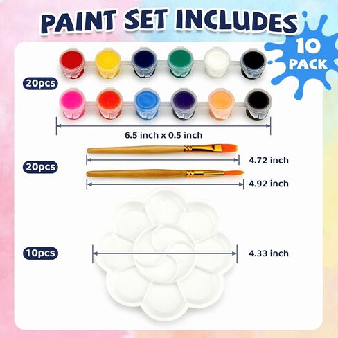 Acrylic Paint Set for Kids, 12 Colors Washable Paints With 5 Drawing Trays&10 Wooden Paintbrushes, Mini Watercolor Paint Kit for Adults, Valentine Easter Christmas Art Craft Kit Gifts, 10 Set in Kuwait