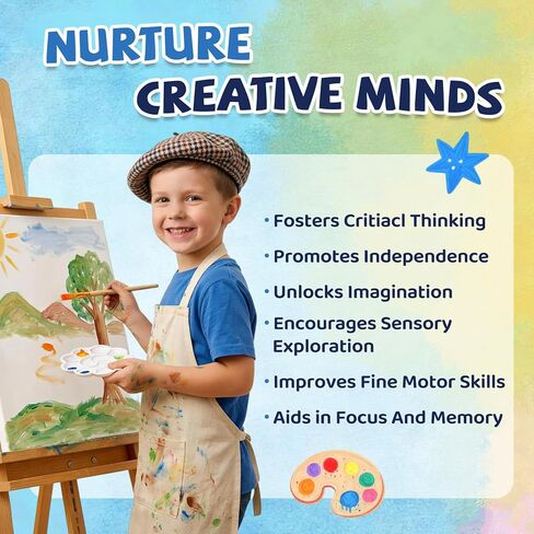 Acrylic Paint Set for Kids, 12 Colors Washable Paints With 5 Drawing Trays&10 Wooden Paintbrushes, Mini Watercolor Paint Kit for Adults, Valentine Easter Christmas Art Craft Kit Gifts, 10 Set in Kuwait