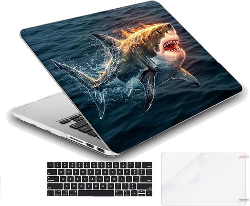 متوافق مع جهاز MacBook Pro مقاس 14 بوصة، حافظة صلبة مع غطاء لوحة مفاتيح وواقي شاشة (A2442 A2779 A2918 A2992 A3112 A3185 A3401 A3434، إصدار 2021-2025) - Shark Attack MC21167 in Kuwait