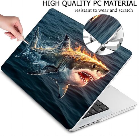 متوافق مع جهاز MacBook Pro مقاس 14 بوصة، حافظة صلبة مع غطاء لوحة مفاتيح وواقي شاشة (A2442 A2779 A2918 A2992 A3112 A3185 A3401 A3434، إصدار 2021-2025) - Shark Attack MC21167 in Kuwait