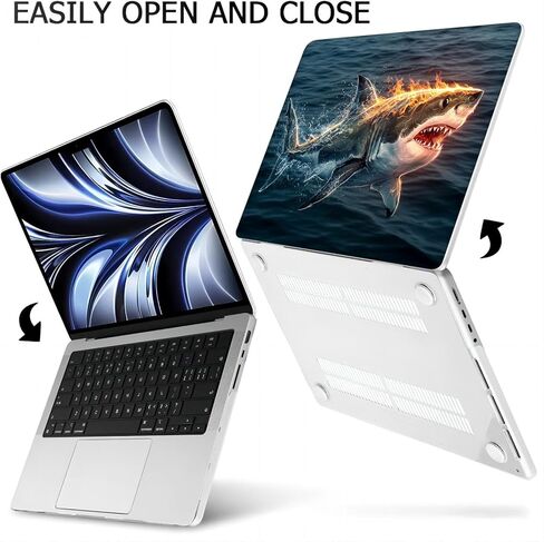 متوافق مع جهاز MacBook Pro مقاس 14 بوصة، حافظة صلبة مع غطاء لوحة مفاتيح وواقي شاشة (A2442 A2779 A2918 A2992 A3112 A3185 A3401 A3434، إصدار 2021-2025) - Shark Attack MC21167 in Kuwait