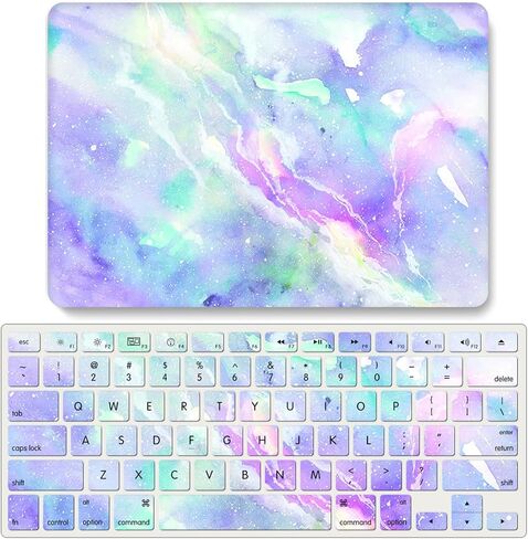 حافظة IVY Rainbow Aurora لجهاز MacBook Air M1 / ​​Air 13 Retina أحدث إصدار (2018-2022، الموديلات: A2337 / A2179 / A1932) حافظة صلبة مع مجموعة غطاء لوحة المفاتيح - G in Kuwait