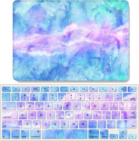 حافظة IVY Rainbow Aurora لجهاز MacBook Air M1 / ​​Air 13 Retina أحدث إصدار (2018-2022، الموديلات: A2337 / A2179 / A1932) حافظة صلبة مع مجموعة غطاء لوحة المفاتيح - G in Kuwait