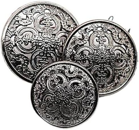 10Pcs Round Metal Buttons Hollow Carved Sewing for Jacket Suits Sweaters Crafts (Sliver) in Saudi Arabia